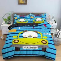 Animacinis meškiukas ir automobilis pledo užvalkalas patalynės komplektas vaikams Vaikų miegamojo švelnus jaukus antklodės užvalkalai King Twin 70x133cm 2pcs gray