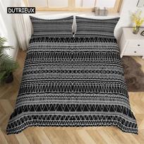 Bohemian Floral Duvet Cover Paisley Mandala Comforter Cover Microfiber Geometry Aztec Mexican Style Bedding Set Twin Queen Size EU single(135x200cm) gray