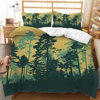 Forest Duvet Cover Set Tree Pattern Cool Colors King Queen Size Polyester Comforter Cover for Kids Boys Girls Teens Bedding Set EU Single 135x200cm gray