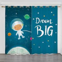 Custom Nordic Minimalist Space Astronaut Planet Boy Children's Room Bedroom Curtain Punched Cartoon Curtain 2Pcs Free Shipping W60H60(CM)x2PCS&HOOK