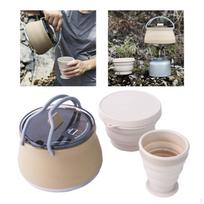 Camping Kettle Tea Maker Silicone Coffee Pot for Travel Fishing chaki