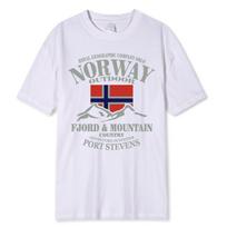 Summer Norway Flag Fjord Mountain T Shirt Crazy Hip Hop Men's Shirt Cotton Crewneck Plus Size Short Sleeve Funny T-shirts Male S balta