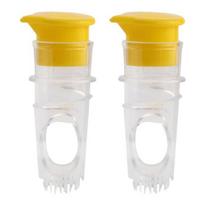 2Pcs Manual Lemon Squeezer Fruit Juicer with Built-in Filter BPA-Free Citrus Juicer with Lid Portable Lime Juicer geltona