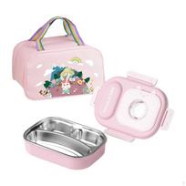 Bento Lunch Box Snack with Tote Bag Food Container Veggie for Dining Out Picnic Blue 3 Grid white