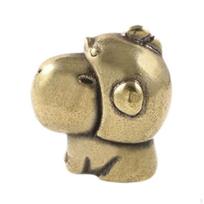 Brass Capybara Figurine Sculpture Collectible Antique Style Souvenir Small Statue Wearing hat beige