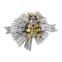Vintage Vintage Medieval Alloy Flowers Ladybug Pearl Diamond Antique Brooch Accessories black