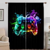 2PC Cool Curtain Gamepad Gamer Game Controller Console Curtains, Suitable For Kitchens, Cafes, Living Rooms, Balconies, Gardens W50xH130(CM)x2pcs&HOOK