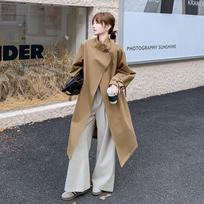 Stand Collar Windbreaker Women's New Autumn Design Loose Casual Mid-length Over-the-knee Coat XL gray