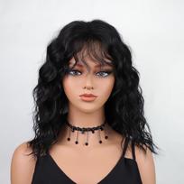 Pilki Ruda Šviesūs Juodi Balti Perukai su Kirpčiukais Pečių Ilgio Garbanoti Sintetiniai Perukai Moterims Kasdieniam Cosplay Karščiui Atsparus Pluoštas juoda