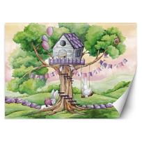 Wallpaper White rabbits hut on a tree 100x70 žalia