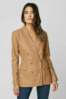 Genuine Lambskin Designer Handmade Stylish Tan Women's Leather Blazer Formal S gelsvai ruda