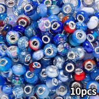 10/20/30pcs Resin Blue European Large Hole Bead Bulk Jewelry Making Large Hole Spaced Bead Pendant Bracelet Making Necklace Pen DIY Craft 10pcs
