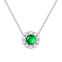 Natural white ice egg surface green chalcedony necklace for women, advanced 925 silver žalia