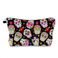 Women Skeleton Print Cosmetic Bag Toiletries Organize Travel Storage Case ADM