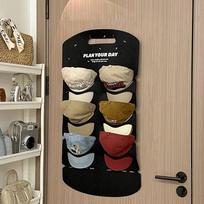Behind The Door Storage Hat Hanging Bag Duck Tongue Hanging Wall Plaid Layered Fabric Baseball Cap Bag S juoda