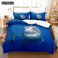 3D Shark Series Bedding Sets Duvet Cover Set With Pillowcase Twin Full Queen King Bedclothes Bed Linen EU single(135x200cm)