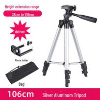 65cm Aluminum Mini Tripod Stand for Telescopes, Cameras, Mobile Phones, and Fishing Lights 110cm aluminum tripod + U-shaped clip + cloth bag sidabras