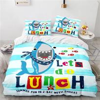 Cartoon Summer Shark Bedding Set Children 3d Duvet Cover Sets Pillowcase Boys Girls Kids Bedclothes Twin Full Queen King Size 135x200cm