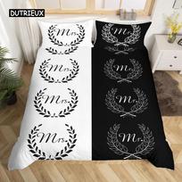 Juodai baltas patalynės užvalkalų komplektas Karališkos ir Karalienės lovoms Porai Romantiškos Valentino dienos dovanos Poliesterio patalynės užvalkalas EU single(135x200cm) black