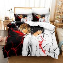 3D Print Death Anime Note Bedding Set Boys Girls Twin Queen King Size Duvet Cover Pillowcase Bed boys Adult Home Textileextile EU single(135x200cm) black