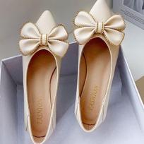 Shoes for Woman 2024 Office Women's Summer Footwear with Bow Low Heel Elegant Pointed Toe Black Casual E on Offer Shoe Y2k Sale 35 brown