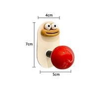 Cute Wall Hook Colorful Ball Sausage Mouth Creative Funny Adhesive Hook Punch Free Multi-Purpose Mounted Storage Towel raudona