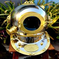 Scuba Diving Helmet Chrome Finish Germany 1921 Anchor Engineering Best Gift for Navy Officer and Divers and Decoration