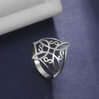Witch Knot Stainless Steel Ring Wiccan Cross Celtics Knot Women Rings Witchcraft Good Luck Protection Amulet New Year 2023 Gifts ARI 7 sidabras