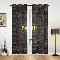 Math Equation Blackboard Curtains for Bedroom Living Room Drapes Kitchen Children's Room Window Curtain Modern Home Decor 135W x 60H(cm) x1 gray
