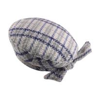 Seasonal Wool Thread Blended Knitted Beret Ladies Trendy Plaid Bow Painter Hat Wool Hat M（56-58cm）