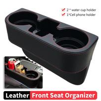 Car Cup Holder Leather Cover Console Side Front Seat Organizer Cell Mobile Phone Holder Car Seat Crevice Storage Box Car Gadget CHINA black