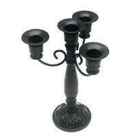 European Baroques Iron Candle Holder with 4 Cup Table Centerpieces Vintage Metal Candelabra Candlestick for Home Decors B black