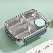 304 nerūdijančio plieno pietų dėžutė su stalo įrankiais suaugusiems ir vaikams, nepralaidi pietų dėžutė, nešiojama grotelių formos „Bento Box“ maisto indeliai