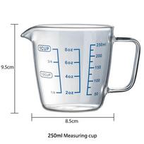 250/500 ml matavimo stiklinis puodelis didelio borosilikato skysčio masto matavimo mikrobangų krosnelės kepimo stiklo puodelio matavimo įrankiai gray