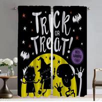 Modern Living Room Curtains 2 Pieces Happy Halloween Treat or Trick Tulle for Bedroom Shades Window Curtain Partition Kitchen W50xH70cmx2pcs-CL