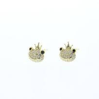 Funny and Cute Full Diamond Crown Frog Earrings for Women New Trendy Fashion Creative Personalized Animal Earrings