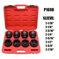 8PCS Jumbo 3/4inch Impact Socket Set, 3/4inch Drive,  SAE Standard Sizes 2-1/16 Inch to 2-1/2 Inch,Chrome-Moly Cr-Mo Steel black