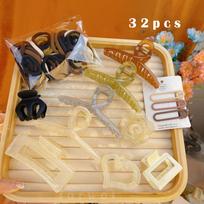 61pcs Set Korea Hair Bands Hair Claws Grab Hair Clip Large Intestine Hairpins Side Clip Elasticity Headbands Hair Accessories black