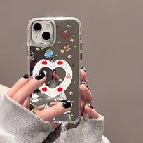 Mobiliųjų telefonų dėklai iPhone 11 13 XR 15 Pro Max 12 14 Pro Max Case iPhone 16 XS Max veidrodinis apsauginis dėklas Veidrodis išskirtinis animacinis filmas, atsparus vandeniui iPhone 11 Pro Max sidabras