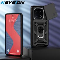 KEYSION Shockproof Armor Case for IQOO 13 5G Silicone+PC Slide Camera Protection Ring Stand Phone Back Cover for VIVO IQOO 13 5G for IQOO 13 juoda