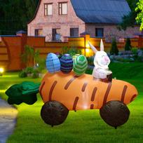 180cm Easter Bunny Inflatable Toy Ornament Cartoon Statue Weatherproof Lighted Blowup Carrot for