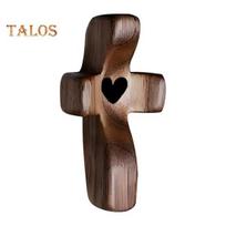 Rankų darbo medinis Fidget kryželis Kišeninis maldos kryželis Piršto galiuko streso malšinimo kryželis Įrenginys gniaužymui, prispaudimui ir maldai Padrąsinimo dovana 1pc tamsiai ruda spalva