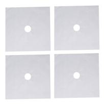4Pcs Stove Burner Cover PTFE Coating Non Stick Gas Range Stove Top Protector Pad for Kitchen 27x27cm 0.1mm sidabras