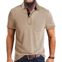 Vyriški laisvalaikio polo marškinėliai Klasikiniai 4 mygtukų Vasaros pagrindiniai trumpomis rankovėmis marškinėliai su apykakle Solid Tees Golf Stilingi viršutiniai vyriški vyriški verslo laisvalaikio polo marškinėliai L abrikosas