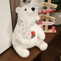 30-60cm Christmas Collection Polar Bear Plush Doll Pillow Huge Wear Scarf High Quality White Bear Plush Toy Holiday Decoration about 30cm