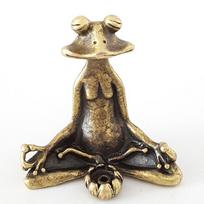 Solid Copper Yoga Frog Figurines Brass Frog Incense Holder Zen Incense Burner Statue Desk Tea Pet Crafts Feng Shui Gift žalvaris