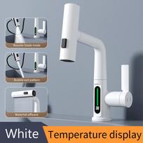 Waterfall Pulling Lifting Digital Display Faucet Smart Temp Washbasin Faucet Silver Hot Cold Water Sink Mixer Tap For Bathroom G9/16 balta