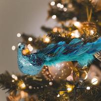 Kalėdų eglutės papuošalai 3D simuliacija Povo dekoracija Dirbtinio plunksnų pakabukas sodams blue