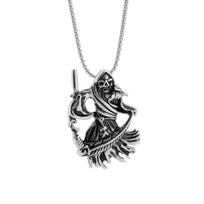 Religious Vintage Grim Reaper Scythe Necklace Stainless Steel Cast Men'S Style Pendant Titanium Steel Jewelry gray