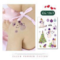 Ruikalong Waterproof Christmas Snowflake Cartoon Glitter Tattoo Stickers for Kids 120x75 mm beige